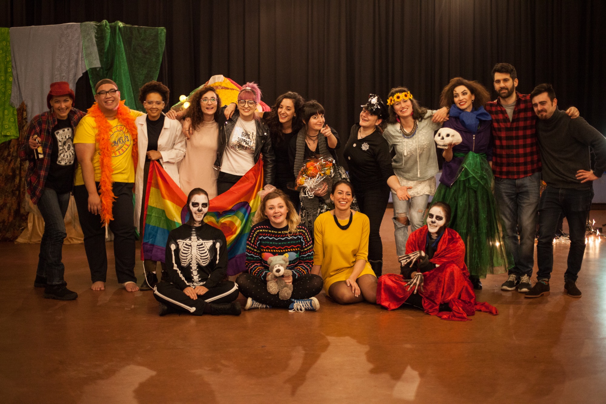 Act Attack group photo. Some people dressed in carnival or halloween costumes